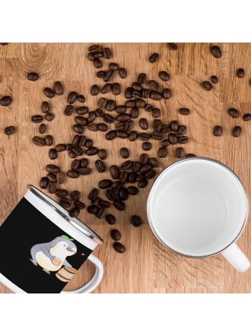 Mr. & Mrs. Panda Emaille Tasse Junggesellenabschied Spaß mit Spruch in Schwarz