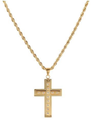 Adeliás Damen Halskette mit Anhänger – Kreuz aus Edelstahl in gold