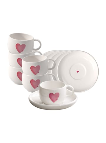like. by Villeroy & Boch 6er Set Espressotassen mit Untertassen With Love 60 ml weiß in weiß