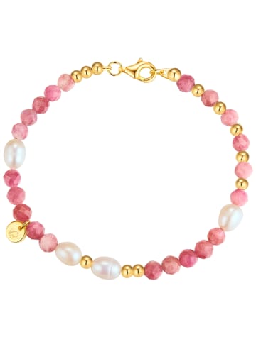 Glanzstücke München Armband aus Sterling Silber mit Turmalin und Süßwasser-Zuchtperle in gelbgold