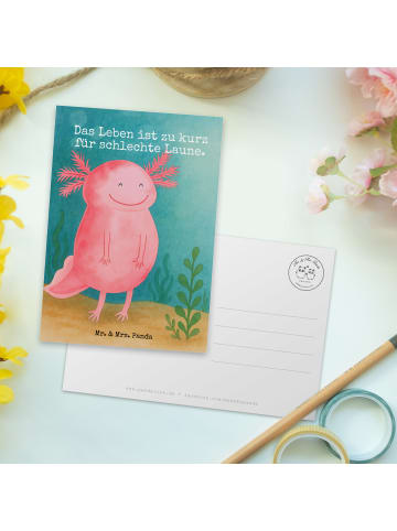 Mr. & Mrs. Panda Postkarte Axolotl Glücklich Design mit Spruch in Weiß