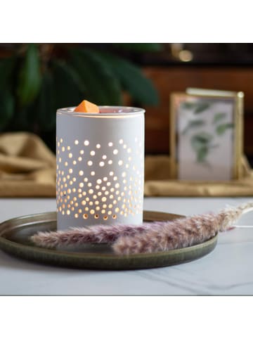 Candle Brothers Elektrischer Wachsbrenner „Dots“ in Weiß – 15 x 10 x 10 cm