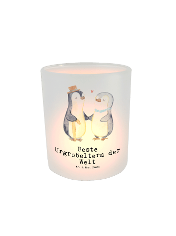 Mr. & Mrs. Panda Windlicht Glas Pinguin Beste Urgroßeltern der W... in Transparent