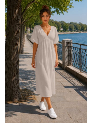 Reichstadt Damen Relaxed Fit Sommerkleid Musselin in Beige