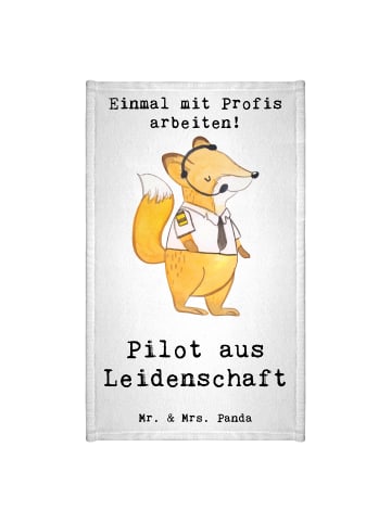 Mr. & Mrs. Panda Handtuch Pilot Leidenschaft mit Spruch in Weiß