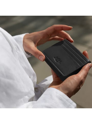 SID & VAIN Leder-Kreditkartenhülle echt Leder Geldbeutel groß schwarz EARNEST in schwarz