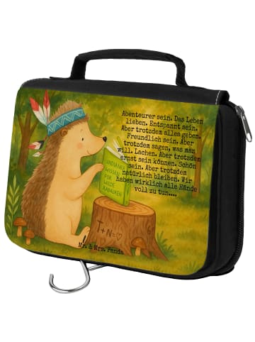 Mr. & Mrs. Panda Make-Up Tasche Igel Federschmuck Design mit Spruch in Weiß