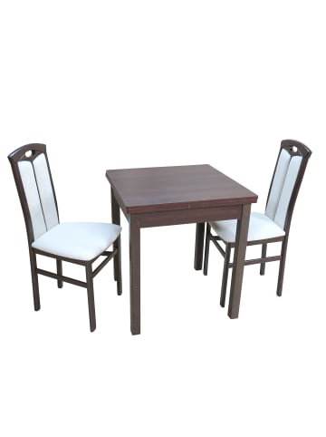 möbel-direkt Essgruppe 3-teilig 2Stühle, 1Tisch im Spar-Set in nuss dunkel - creme