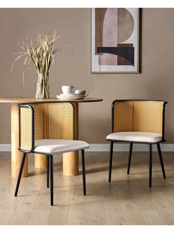 Beliani 2er-Set Esszimmerstuhl KOBUK in Schwarz/Beige/Braun
