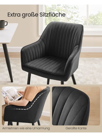 SONGMICS 4er-Set: Esszimmerstuhl in Tintenschwarz - (B)62.5 x (H)85 x (T)60 cm