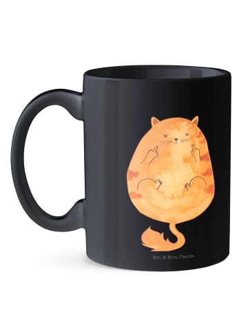 Mr. & Mrs. Panda Kaffeetasse Katze Mittelfinger ohne Spruch in Schwarz
