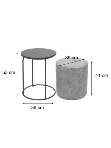 MCW 2er-Set Sitzhocker und Beistelltisch K48, Schwarz