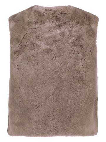 CARTOON Fake Fur-Weste unifarben in Schlamm