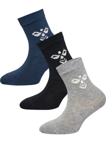 Hummel Hummel Long Socken Sutton 3-Pack Kinder in BLACK/GREY MELANGE/BLUE NIGHTS