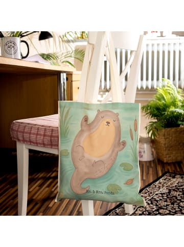 Mr. & Mrs. Panda Tote Bag Otter Umarmen Design ohne Spruch in Weiß