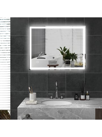 HOMCOM Badezimmerspiegel-90L x 70B x 4H cm-Silber