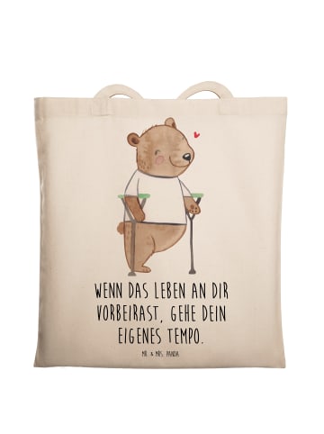 Mr. & Mrs. Panda Tote Bag Bär Beinamputation mit Spruch in Creme