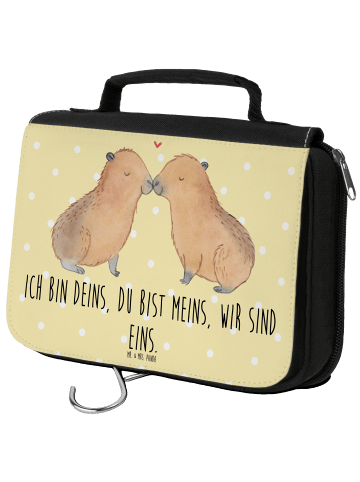 Mr. & Mrs. Panda Waschtasche Capybara Liebe mit Spruch in Gelb Pastell