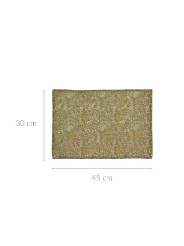 Home&Styling Collection Baumwoll-Tellerunterlage mit Blumenmuster in Grün, 45 x 30 cm