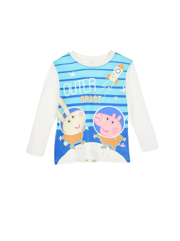 Peppa Pig Kinder Winter Schlafanzug Langarmshirt + Schlafhose in Weiß
