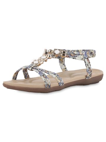 VAN HILL Riemchensandalen Mia in Hellgrün Hellblau Muster