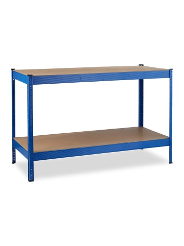 relaxdays Werkbank in Blau - (B)141 x (H)90,5 x (T)61 cm