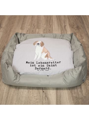 Mr. & Mrs. Panda Hundekorb Saint Bernard Lebensretter mit Spruch in Grau Pastell