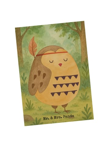 Mr. & Mrs. Panda Grußkarte Eule Federschmuck Design ohne Spruch in Weiß