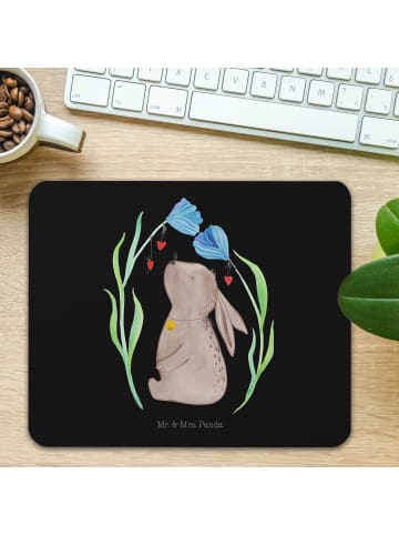 Mr. & Mrs. Panda Mousepad Hase Blume ohne Spruch in Schwarz