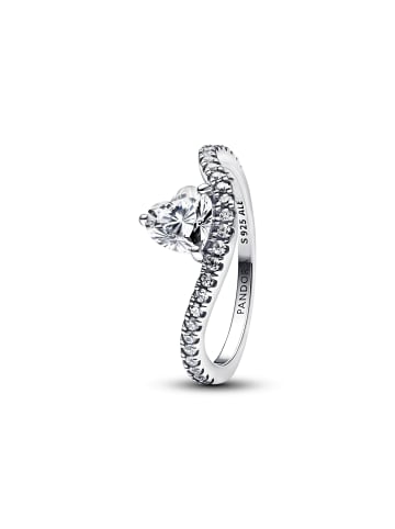 Pandora Sterling Silber geschwungener Herzring Zirkonia Gr. 54