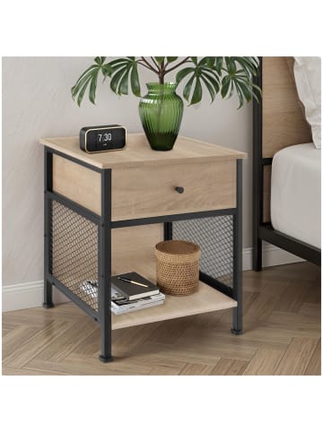tectake Nachttisch Killarney 45 x 46 x 55,5 cm, Industrial Holz hell, Eiche Sonoma