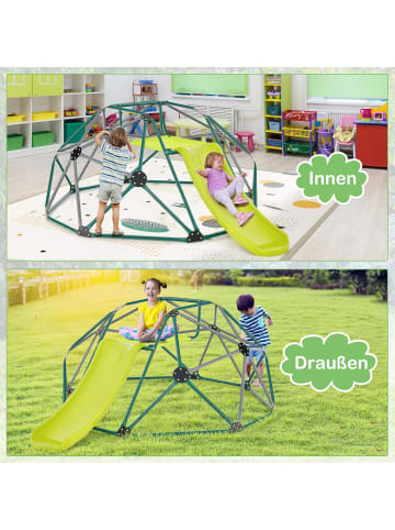 COSTWAY Kletterkuppel mit Rutsche ab 3 Jahren in Grau