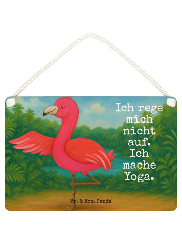 Mr. & Mrs. Panda Türdekoration Flamingo Yoga Design mit Spruch in Weiß