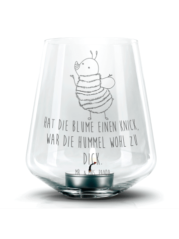Mr. & Mrs. Panda Gravur Teelicht Hummel flauschig mit Spruch in Transparent