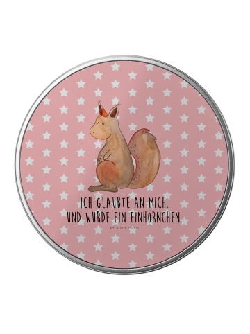 Mr. & Mrs. Panda Kaffeedose Einhorn Glauben mit Spruch in Rot Pastell