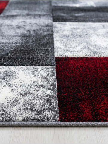KADIMA DESIGN Teppich Kurzflor Waschbar Karo LATEMAR Strapazierfähig OEKO-TEX in Rot