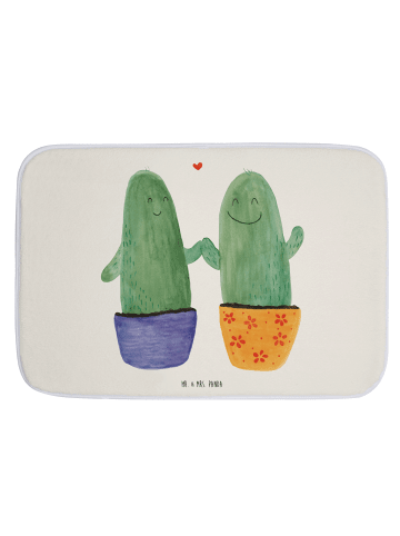 Mr. & Mrs. Panda Badezimmerteppich Kaktus Liebe ohne Spruch in Weiß