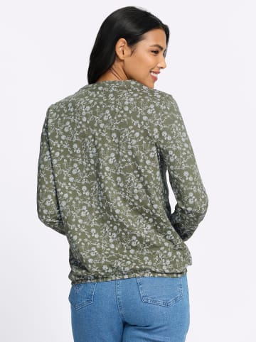 Sieh an! Langarm-Shirt in khaki-ecru-bedruckt