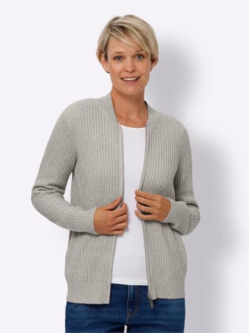 Sieh an! Strickjacke in steingrau-meliert