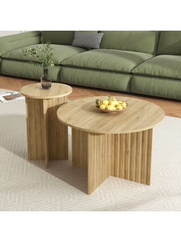 ABRIHOME 2er Runde Couchtische & Kaffeetische