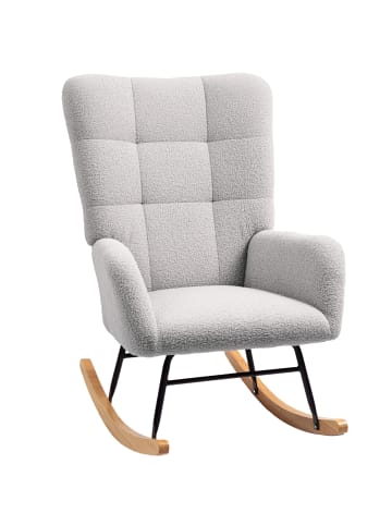 HOMCOM Schaukelstuhl-94L x 70B x 100H cm-Hellgrau