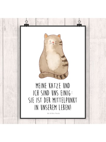 Mr. & Mrs. Panda Poster Katze Sitzen mit Spruch in Weiß
