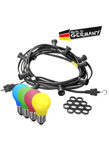 SATISFIRE Garten Party Lichterkette Illu 50 bunte LED Tropfenlampen 50m schwarz