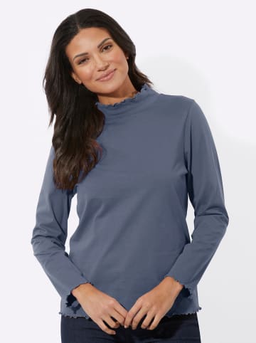 Sieh an! Stehkragen-Shirt in rauchblau