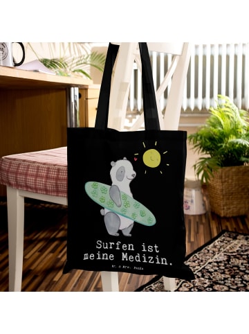 Mr. & Mrs. Panda Schultasche Panda Surfen mit Spruch in Schwarz