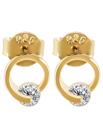 Adeliás Damen Ohrringe – Ohrstecker aus 925 Silber mit Zirkonia in gold