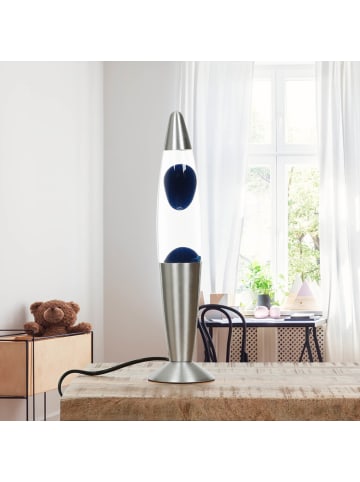 Licht-Erlebnisse Lavalampe EEK G Ø 8.6 x (H)36 cm in Silber Blau Klar