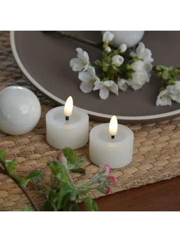 MARELIDA 2x LED Teelichter Lina Rustik Optik Echtwachs D: 4,4cm in weiß