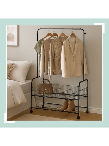 relaxdays Kleiderständer in Schwarz - (B)90 x (H)165 x (T)30 cm