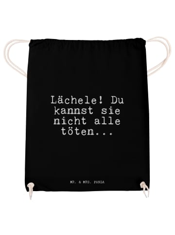 Mr. & Mrs. Panda Jutebeutel Lächele! Du kannst sie... mit Spruch in Schwarz